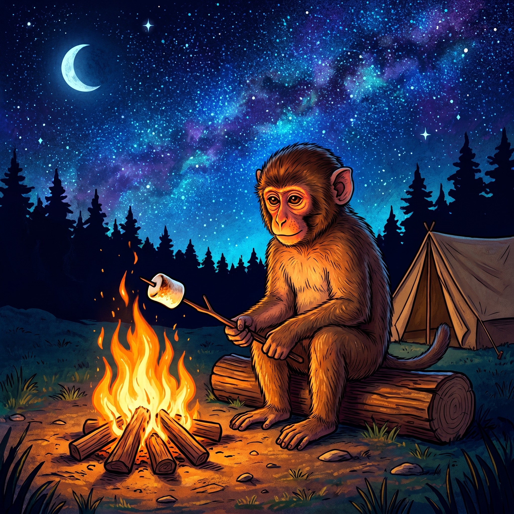 log off — ape enjoying life outside