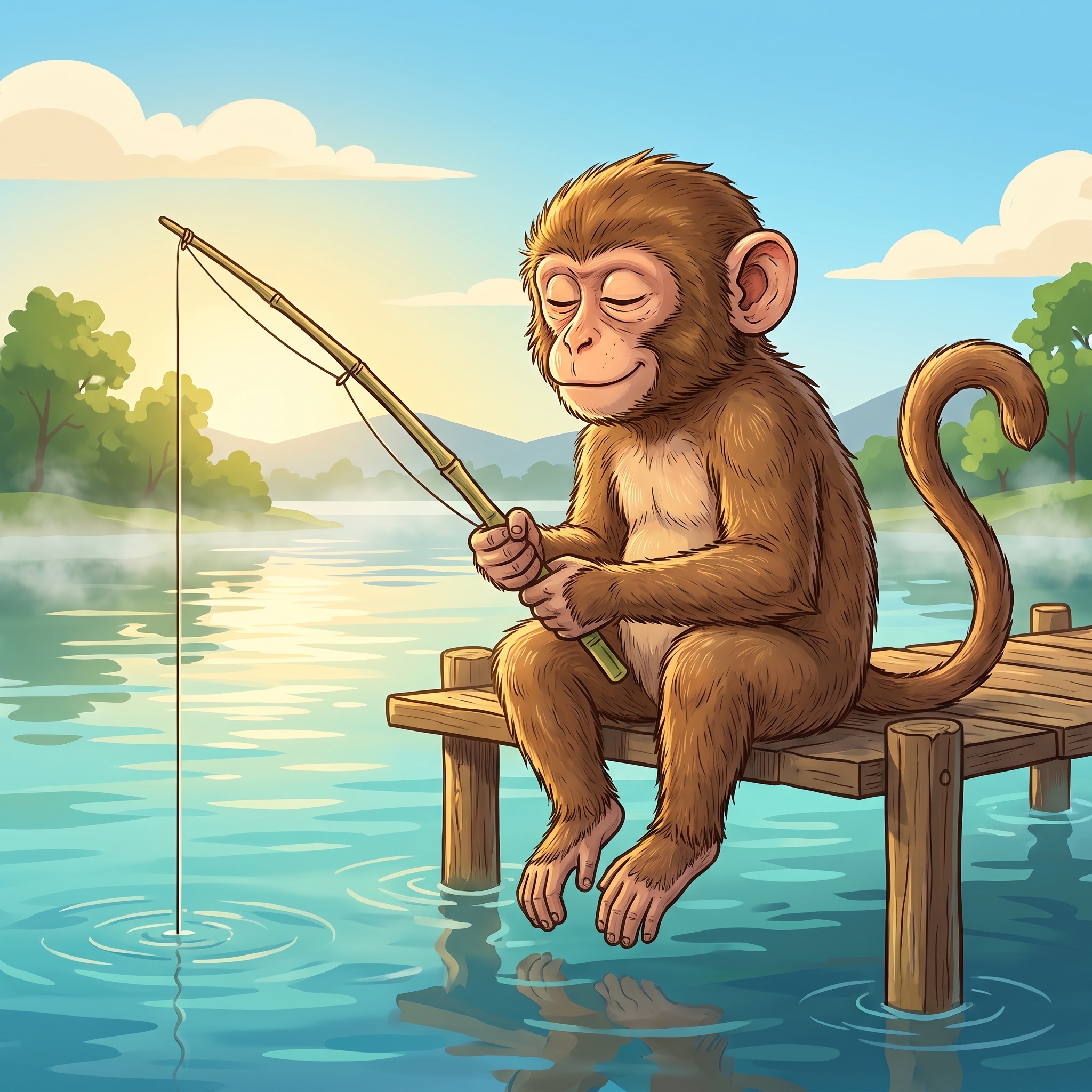 touch fish — ape enjoying life outside