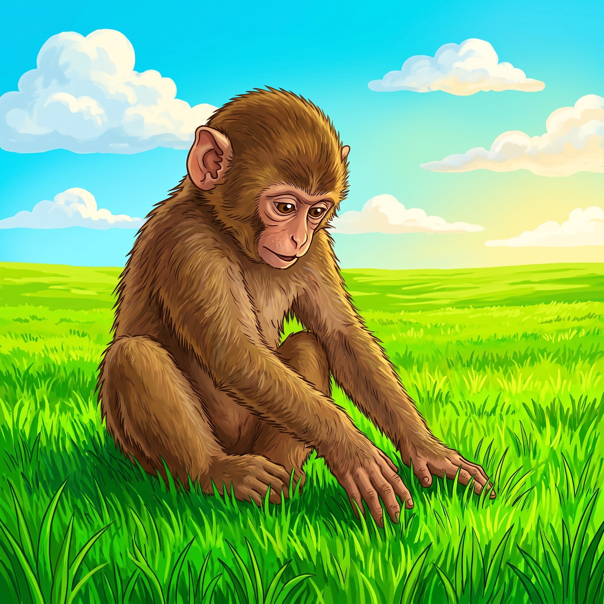 touch grass — ape enjoying life outside